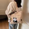 Spring canvas large-capacity messenger bag for women 2025 new trendy cartoon panda print shoulder tote handbag for women
