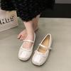 Silver single shoes women's 2025 new models with skirts French soft-soled ballet style comfortable flats Mary Jane small leather shoes