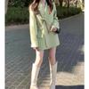 Kleine Anzugjacke Frühling und Herbst Damen grüner lockerer Langarmanzug