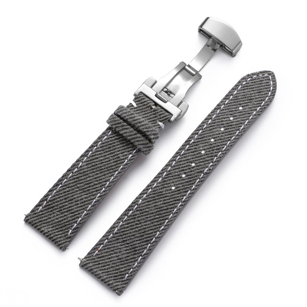 

18mm 20mm 22mm Sailcloth Nylon Watch Band for Seiko Butterfly Buckle Men Women Sport Business Quick Release Black Gray Wristband 20mm сірий колір