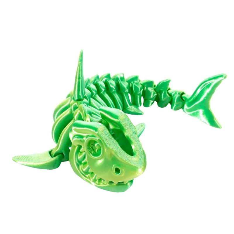 3D Printed Shark Bone Ornament with Articulated Design Flexible Joint Animal Figurine For Desk Toy Home Office Decors
