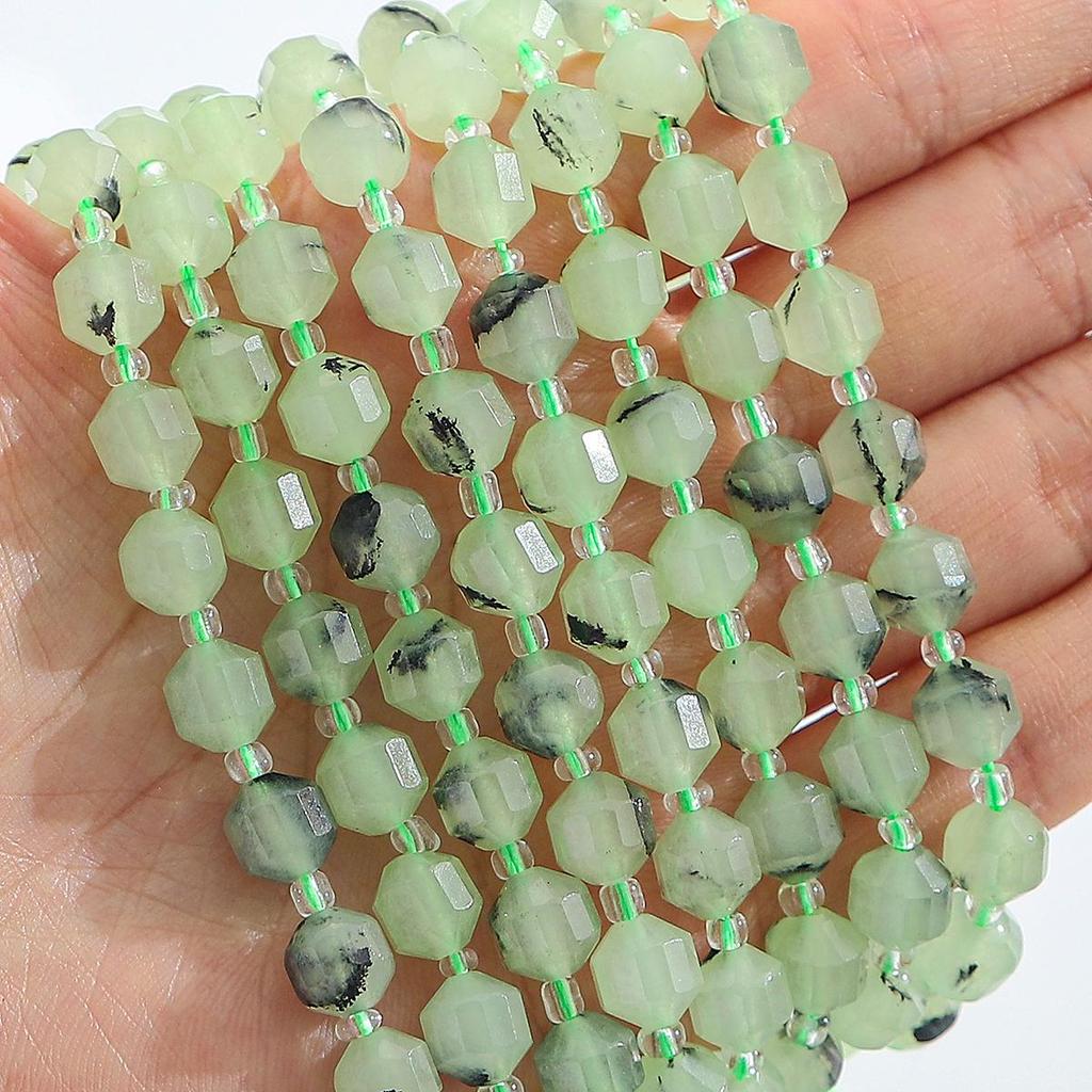 Faceted Natural Stone Spacer Beads, 8/10mm 15” Strand Loose Beads for DIY Jewelry