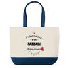 Shopping Bag - PLANETEE - Large Tote Bag "Godfather of a Love" - Blue - Cotton - 40 X 45 Cm