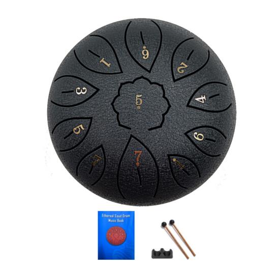 6-Inch Steel Tongue Drum with Mallets Note Stickers 11 Notes C Key Meditation Yoga Sound Therapy Hand Pan Drum Musical Percussion Instrument