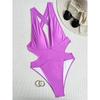 S - XL Costum de baie dintr-o piesă cu decolteu adânc în V și spate încrucișat Femei Costume de baie Femeie Decupaj înalt pe picior Scrunch pe posterior Costum de baie