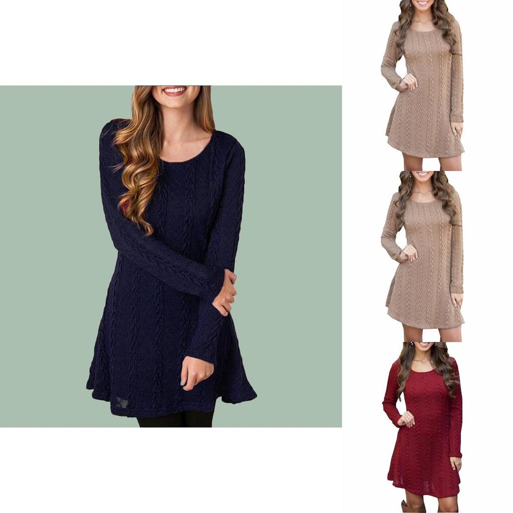 Stylish Women's Knitted Sweater Jumper Mini Dress For Cozy Winter And Autumn Wear