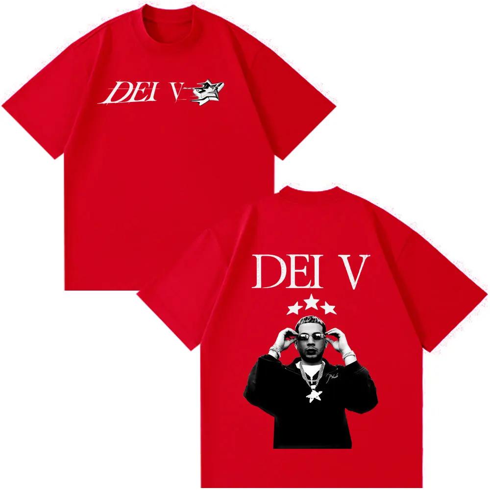 Rapper Dei V Quien Es Dei V Tour 2026 Print T Shirt Unisex Women Vintage Tshirt Shortsleeved Cotton Casual Gothic Punk Tshirts