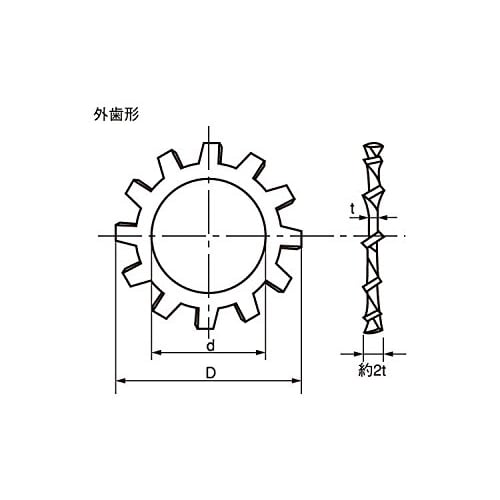 Stainless Steel/Plain Tooth Washer (External Tooth) M8 (Pack of 10)