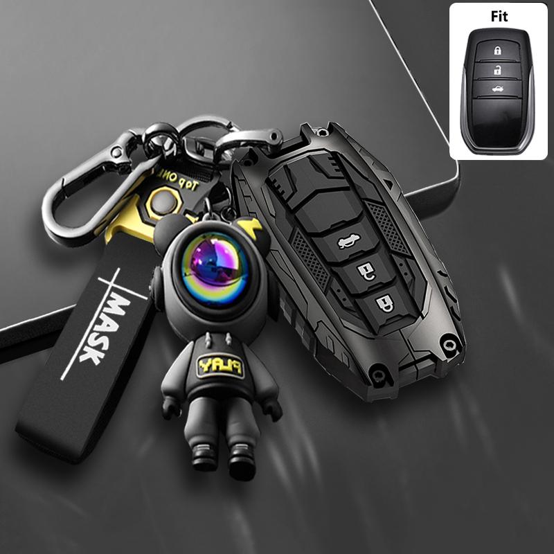 Nieuwe Pantserstijl Voor Toyota Chr Hilux Fortuner Land Cruiser 200 Camry Corolla Crown Rav4 Highland Afstandsbediening Autosleutel Hoes Cover Fob black