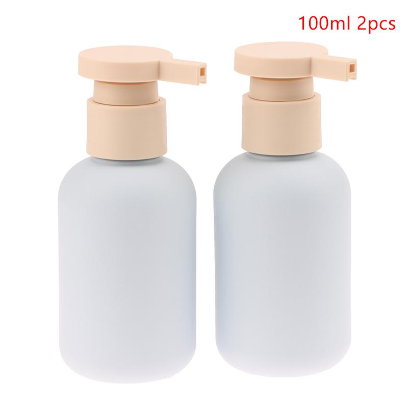 2Pcs 100/200ml Blue Green Pink Empty Plastic Pump Lotion Shampoo Bottle Flip Cap Bottle Cosmetics Containers Refillable Bottles