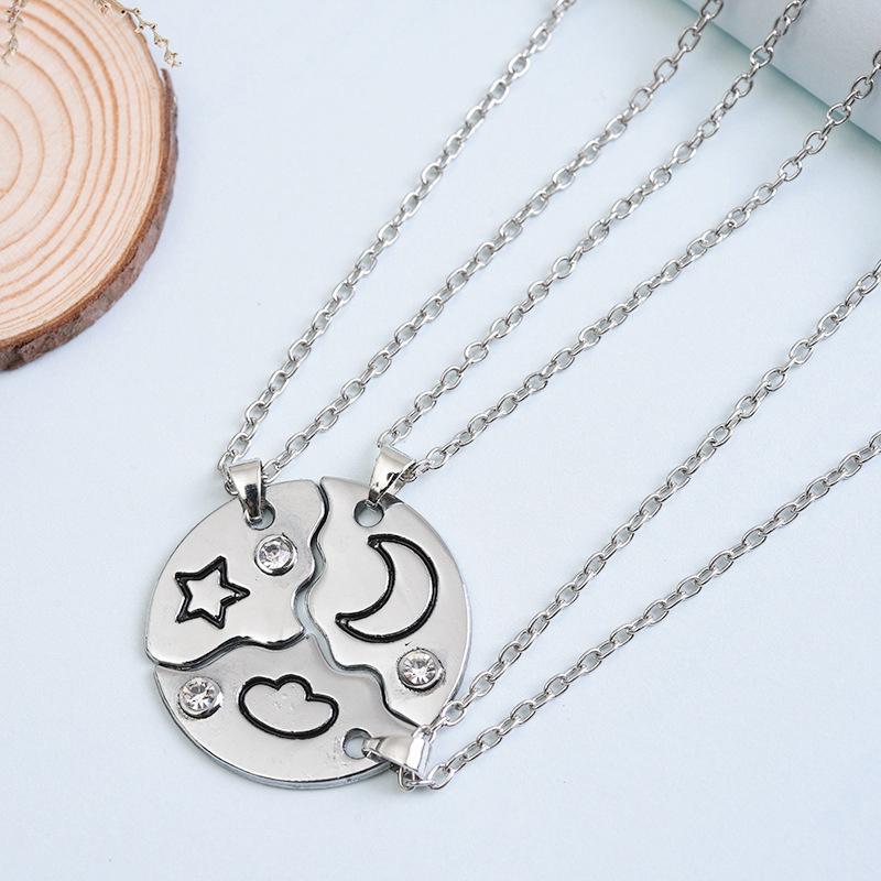 3/4-delars set Bästa vänner Vänskapshalsband Sol Måne Moln Stjärna Inlagd Sömnad Halsband