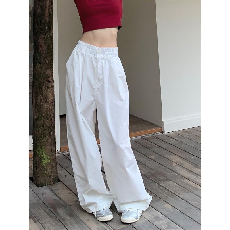 Lightweight casual pants for women, 2026 new model, high-waisted, slimming, wide-leg, loose-fitting long pants