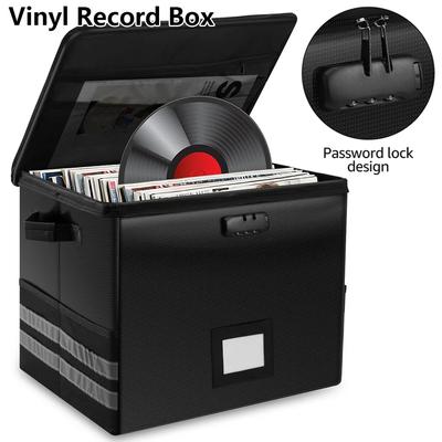 Vinyl Platen Opbergdoos Brandwerend Waterdicht Platen Organizer met Slot LP Album Opbergkist Ruimte voor 150+ Singles voor Thuis