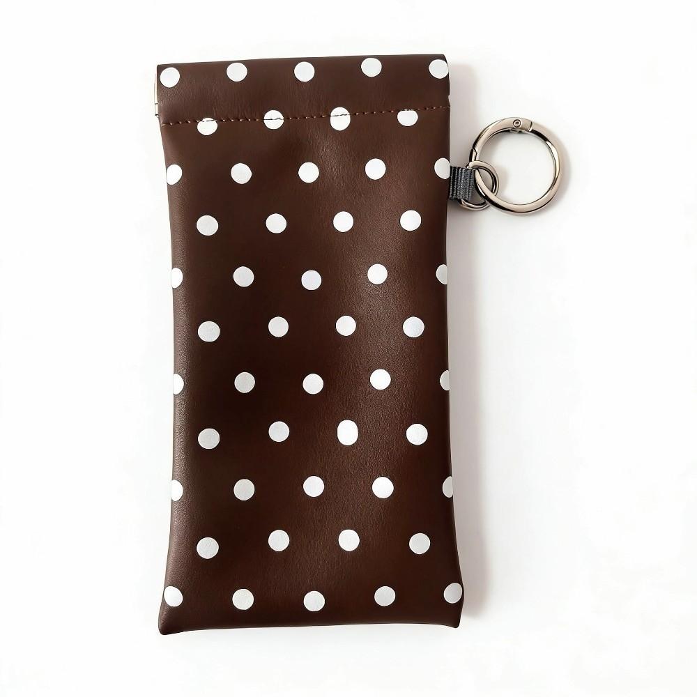New Polka Dot Eyeglass Bag Leather Automatic Closure Sunglasses Pouch Portable Hanging Bag Travel Eyewear Cases & Bags