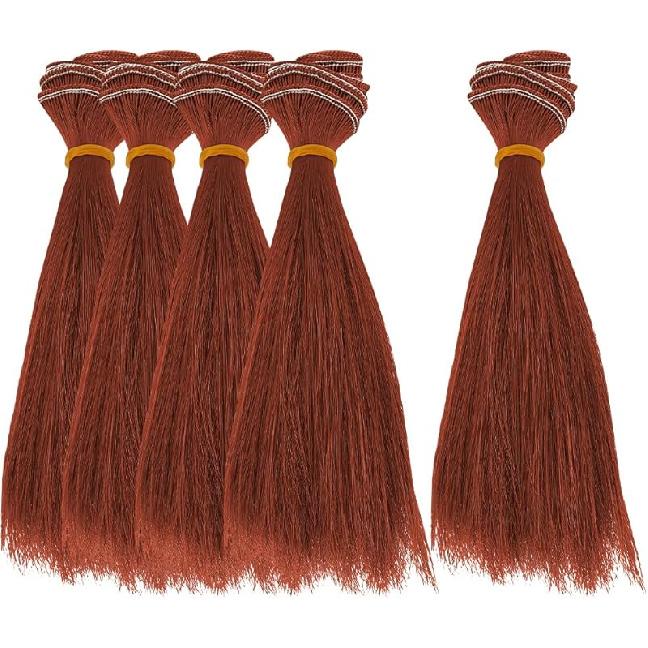 DICOSMETIC 5 Adet Bebek Peruğu Bebek Saçı 15.5cm Düz Kısa Bebek Saçı Yüksek Sıcaklık Fiber Bebek Saçı Atkıları Bebek Yapım Kitleri Bebek Saç Uzantıları Buğday