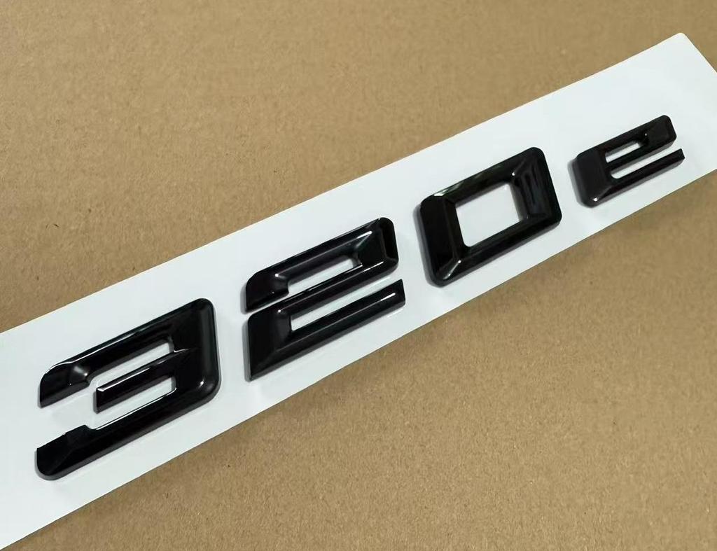 ABBY1 1X New Style ABS Chrome Gloss Black 320e 330e Letters Trunk Lid Badges Emblems Emblem Badge Sticker