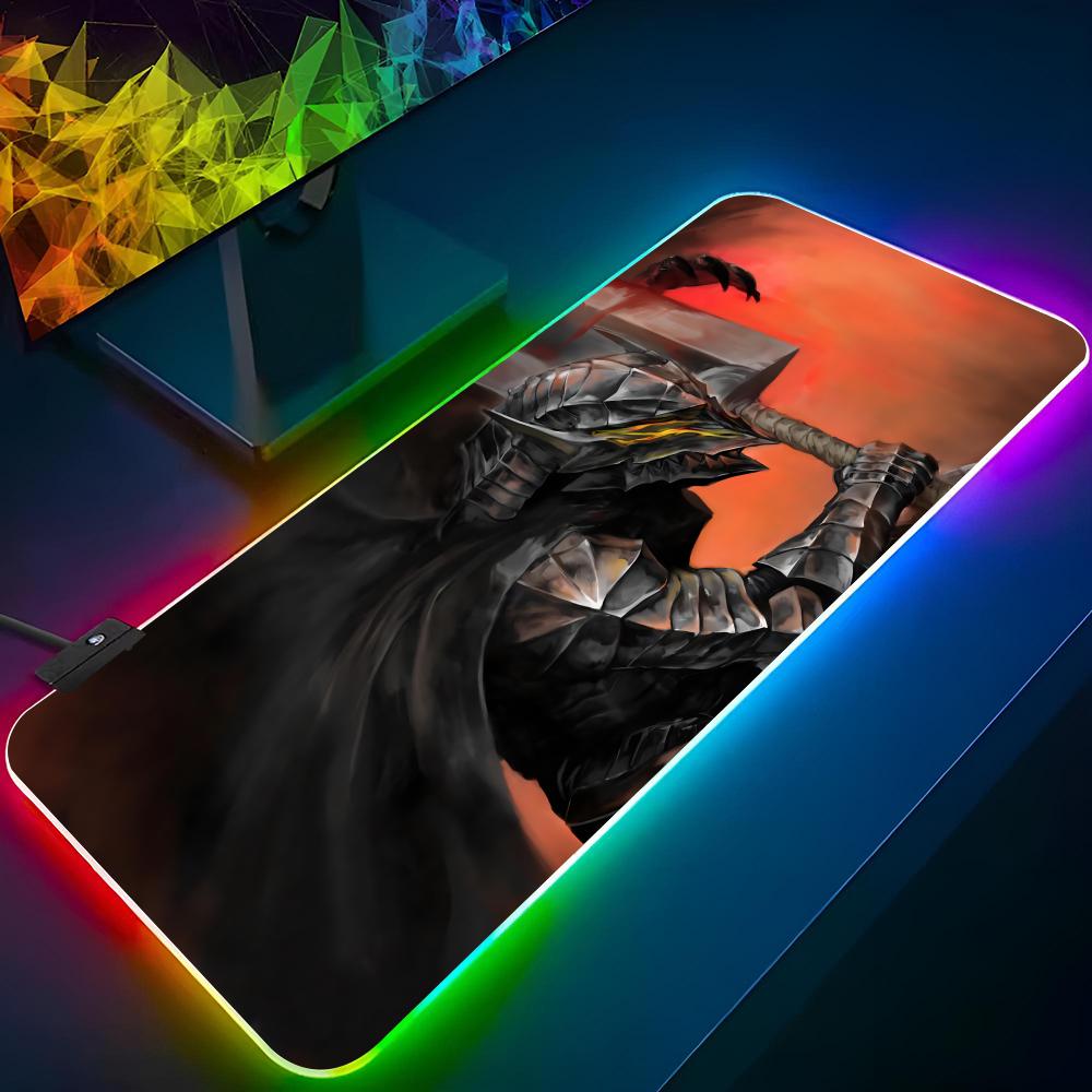 

Игровой коврик для мыши Berserk, DIY печать, RGB-подсветка, подсветка клавиатуры, коврик для ноутбука XXL, подставки для стола RGB600x300x3mm