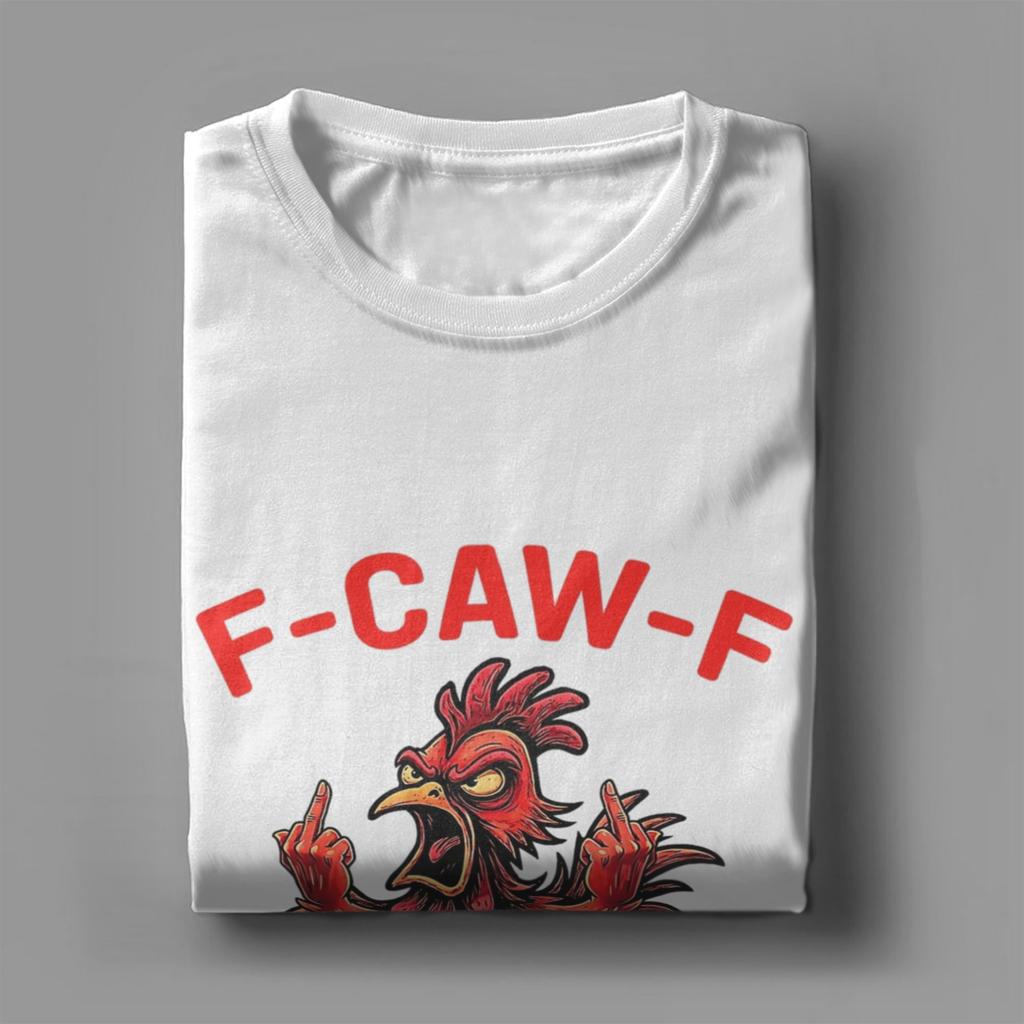 Vintage F-Caw-F-Chicken Shocked Rooster MeMe T-Shirts Men Round Neck Cotton T Shirt  Short Sleeve Tees Party Clothing