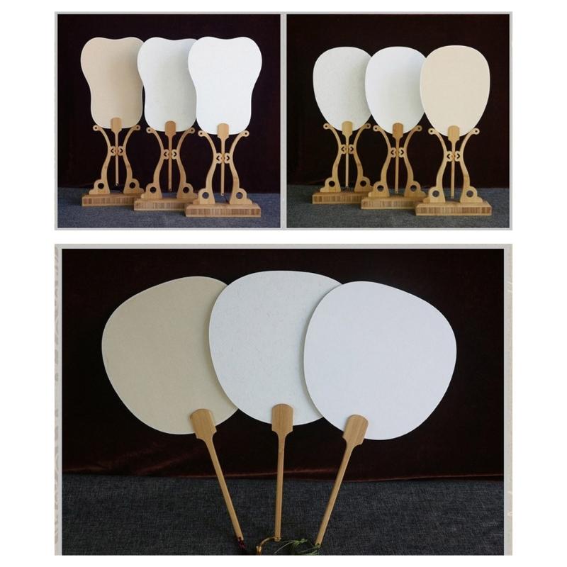 Blank Rice Paper Fan Round Fan Paper Hand Fan Wedding Fan Decorative Painting Fan Blank Fan Kids