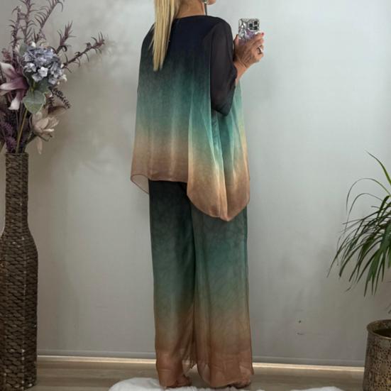 Summer Plus Size 2 Piece Sets for Women Crew Neck Short Sleeve Top Wide Leg Pants Set Casual Loose Lounge Outfits