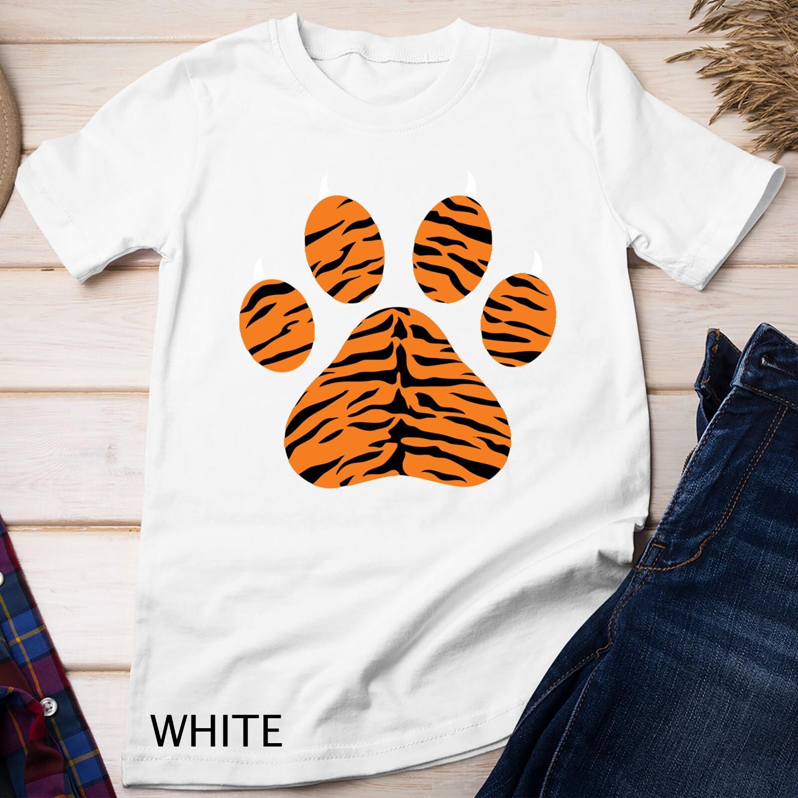 Tiger Print Paw Tee Tiger Stripes Claw Ripped Unisex T-Shirt Mens Womens Tees Top L