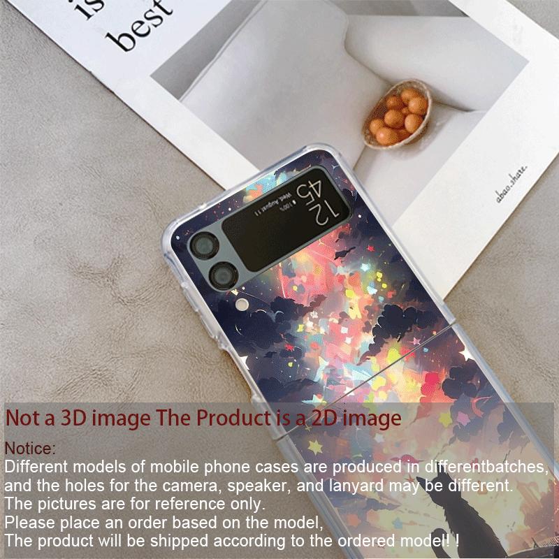 Oil Painting Black Cat Starry Sky Phone Case for Samsung Galaxy Z Flip 7 Flip 6 5 4 3 5G Folding Cover for Z Flip7 Flip5 Fundas
