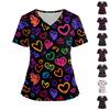 Women's Fashion V,Neck Short Sleeve Overalls With Pockets  Print Tops  Clothes