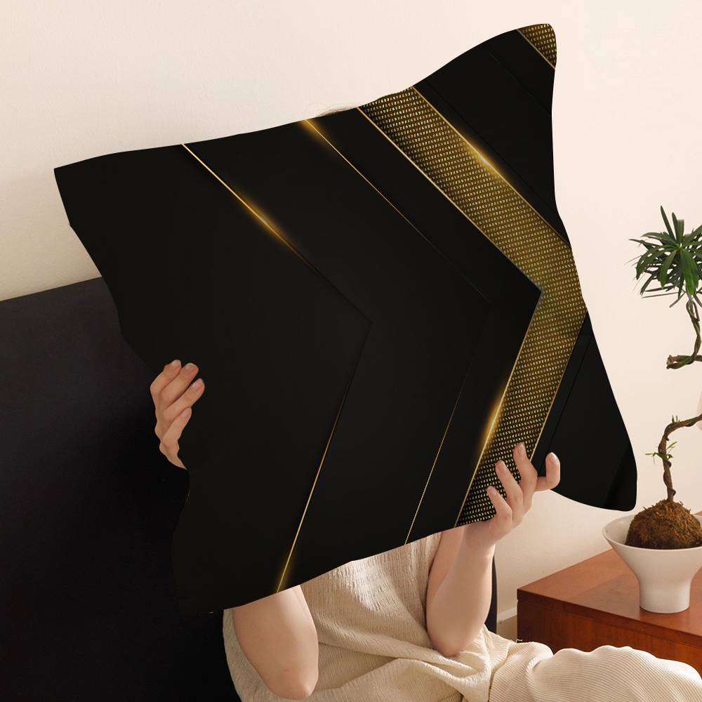 Black Gold Cushion Cover Pillow Cover Decor Pillowcase Printed Cushion Case for Couch