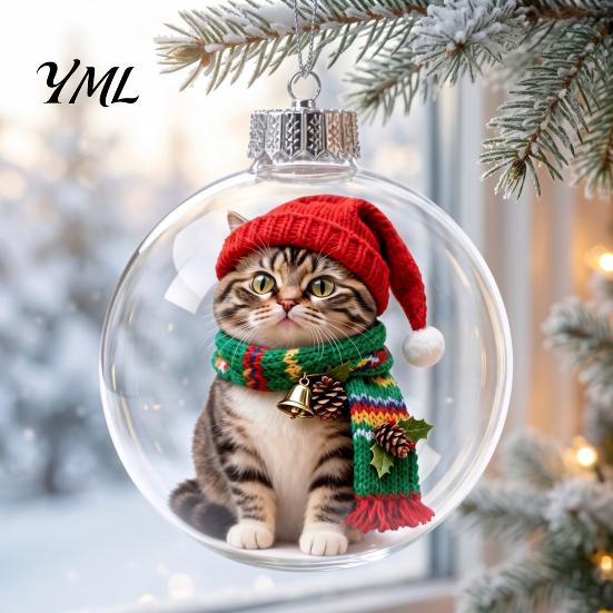 Kreative Winterferien-Geschenke Leuchtendes Weihnachtsgeschichten-Ornament, Licht?Up Mini Animals Hängender Ball Schmuck mit Warmem 3D Szenen Kugeln LED