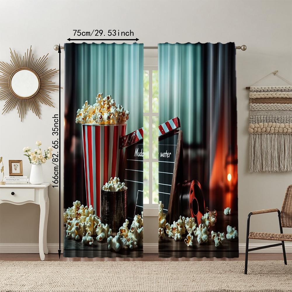 2 Pcs   Versatile Polyester Transparent Curtains for Home Decoration Vintage Home Cinema for Use In Bedrooms and Living Rooms