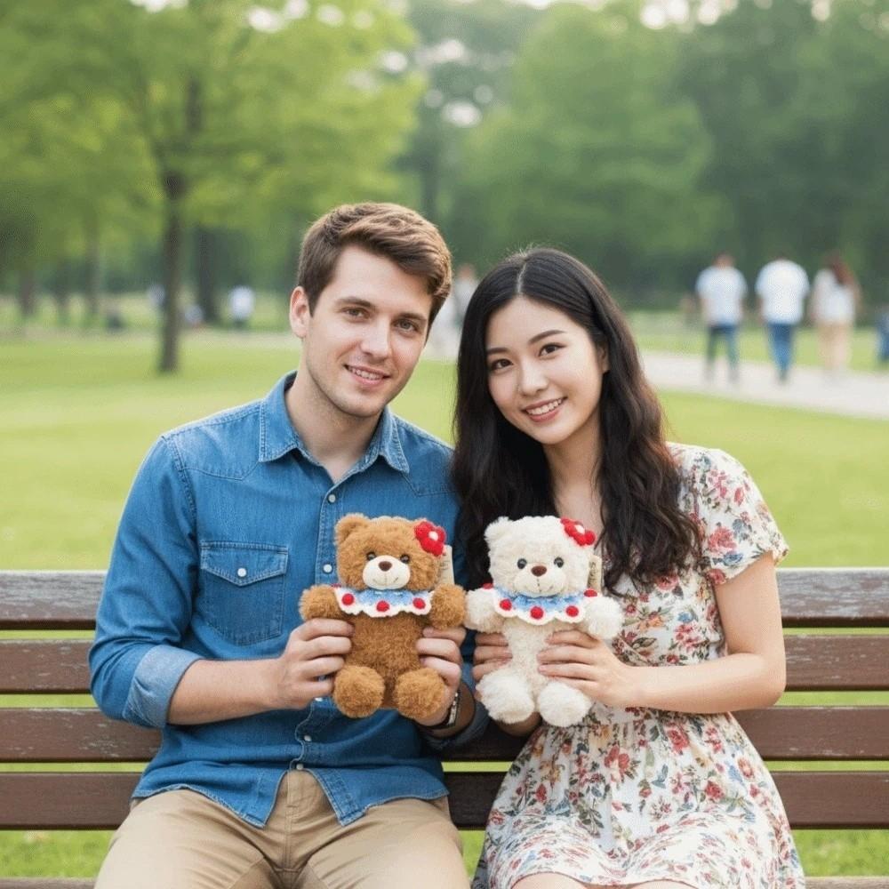 Romantic Bear Wear Rose Doll Woven Valentine's Day Ornament Gifts for Kids Rose Bear Doll Shop