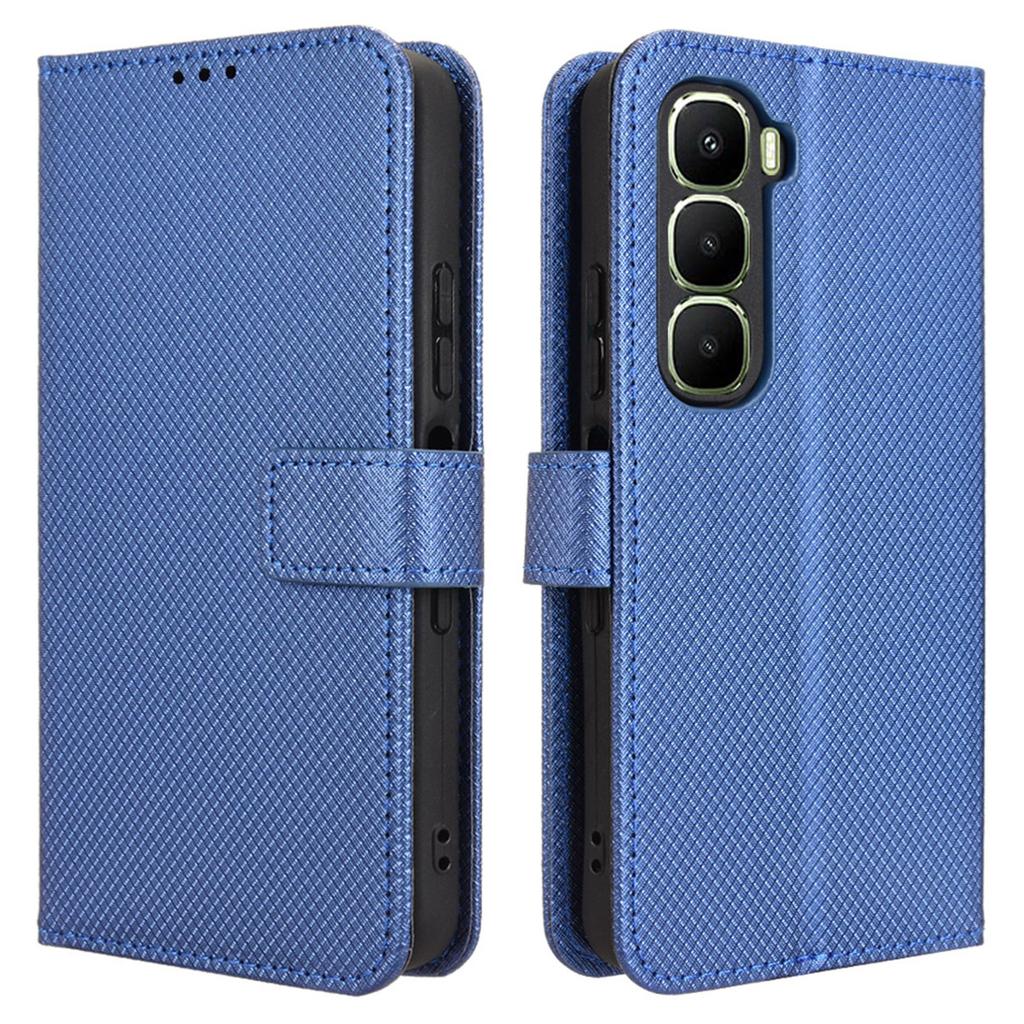 For Infinix Hot 60 5G/Hot 60i 4G Leather Wallet Case with Strap Diamond Texture Phone Cover
