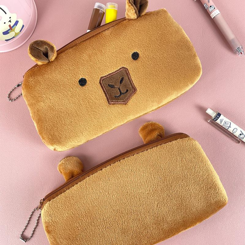 Guinea Pig Capybara Plush Pen Bag Large Capacity Stuffed Capybara Plush Pencil Case Plush Doll Animal Guinea Pig Pen Pouch