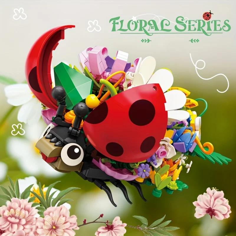 

Insect Flower Building Blocks Creativity ladybug Beetle Bee Model Bricks Desktop Decoration Diy Toys For Kids Holiday Gifts