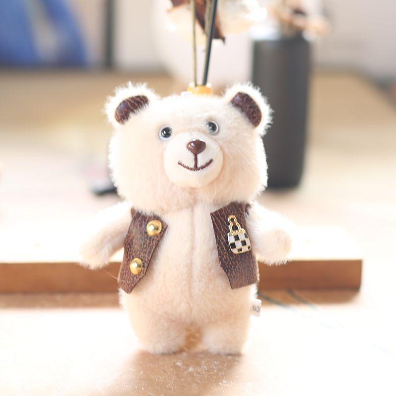 Cute Cute Little Bear Pendant Plush Toy Doll Vest Bear Bag Hanging Keychain Rag Doll Doll