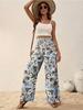 Spring Women's Fashionable Long Pants with Print Casual Elegance High-Waisted Straight-Leg Pants Wide-Leg Pants