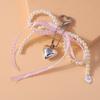 Pretty Handmade Pearl Bowknot Keychain for Women Girl Love Heart Key Ring Pendant Handbag Accessories DIY Jewelry Gift