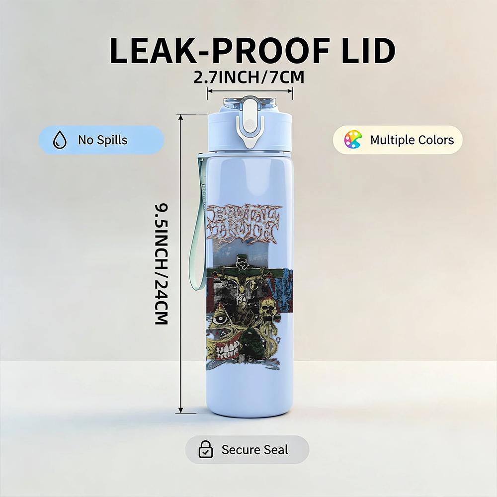 1PC Dark Band Vintage Poster Collage Print 750ml Portable Sports Water Bottle Leakproof Gym Outdoor Travel Drink Cup