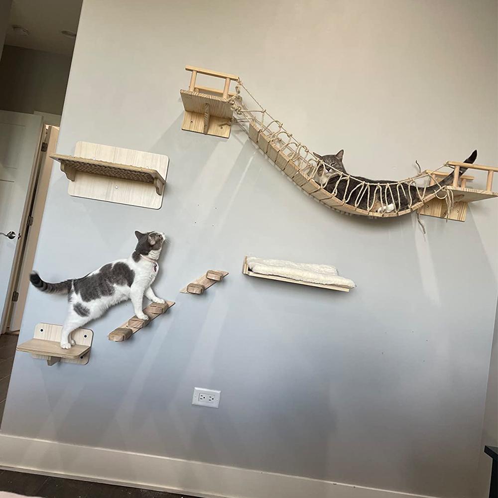 Cat Climbing Wall Type Assortment Cat Tree Wall Mounted Cat Hammock Sisal Four Steps Cat Stairs Climbing Cat Wall Hanging
