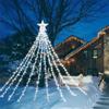 Guirxiété Lumineuse Cascade De Noël Dégradée Avec Topper Star, Décorations D'arbre De Noël Pour La Maison, Nouvel An, 2025