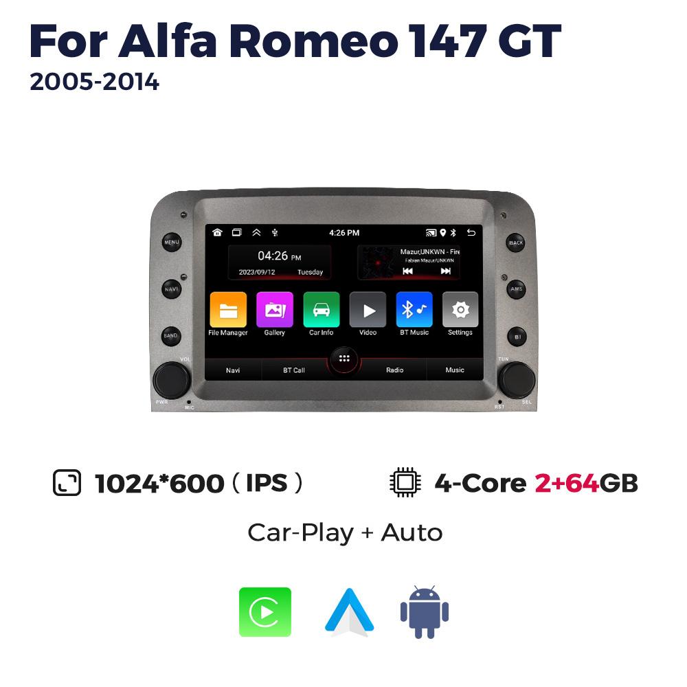 

Автомобильная магнитола Android 15 Carplay для Alfa Romeo 147 GT 2005-2014 Навигация GPS Мультимедийный видеоплеер Автомобильный монитор Автомагнитола