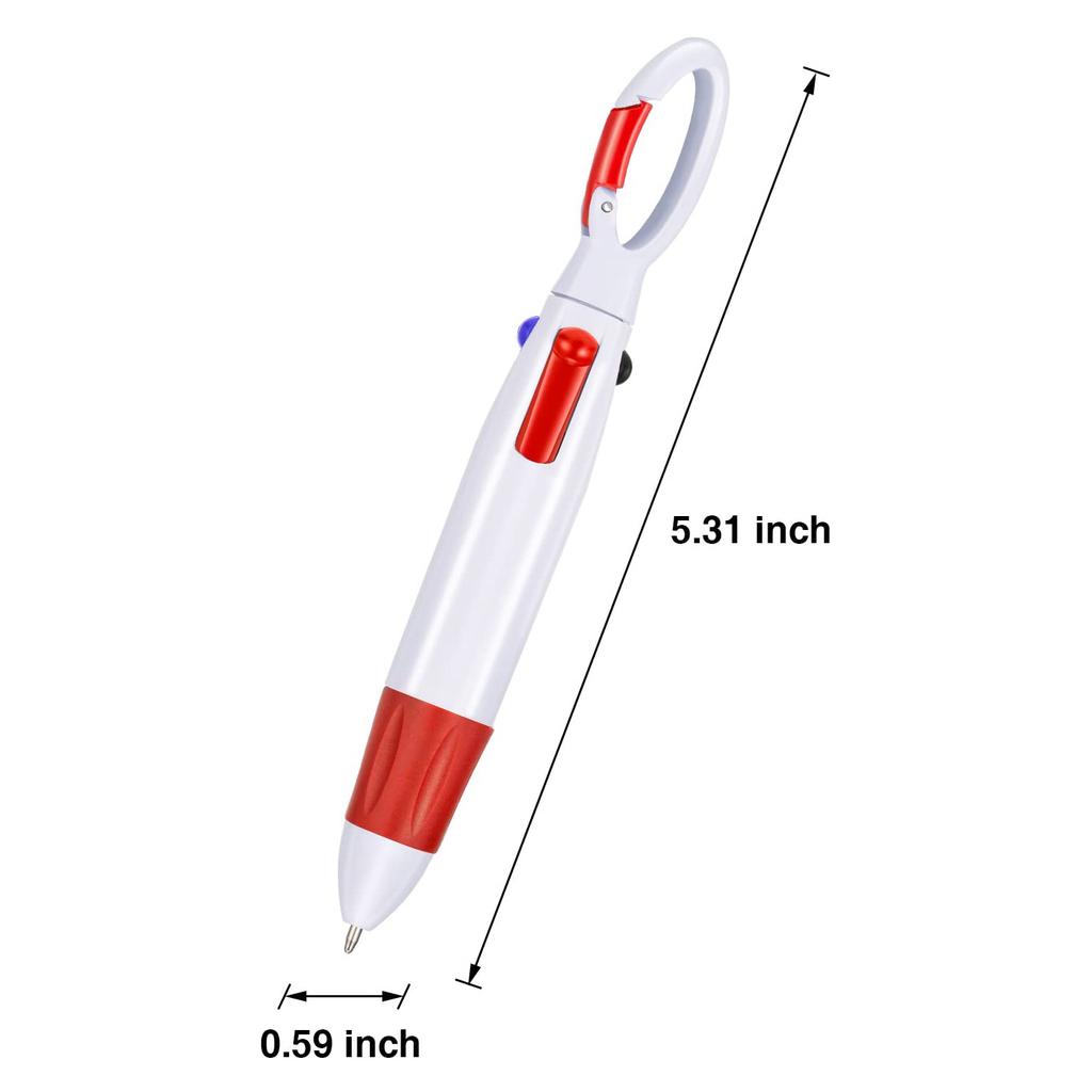 4 Neon Color Shuttle einziehbare mehrfarbige Kugelschreiber mit Schnalle als Schlüsselanhänger für Büro, Schulbedarf, Studenten, Kinder, Geschenk