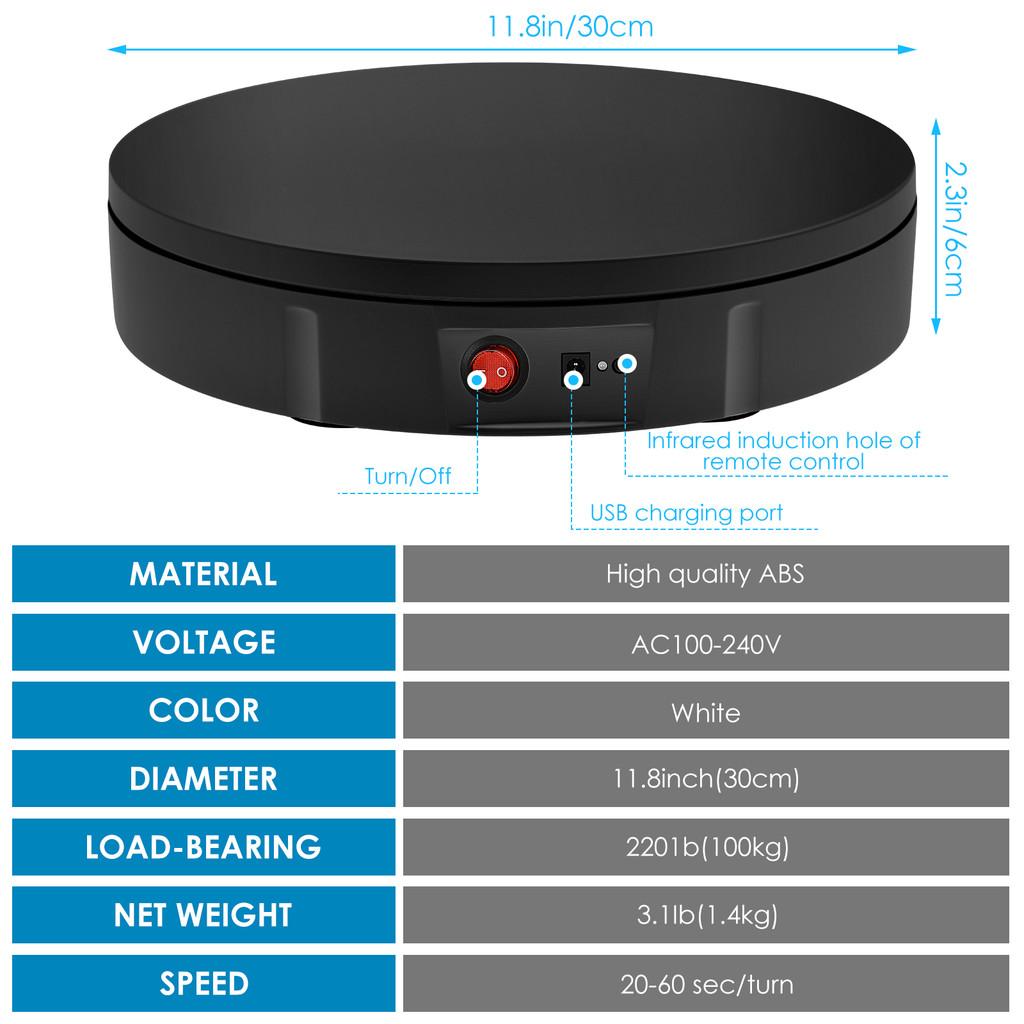 30/42/52CM 100KG Rotating Display Stand 360° Panoramic Automatic Display Table Photography Backdrop Shooting Booth Turntable