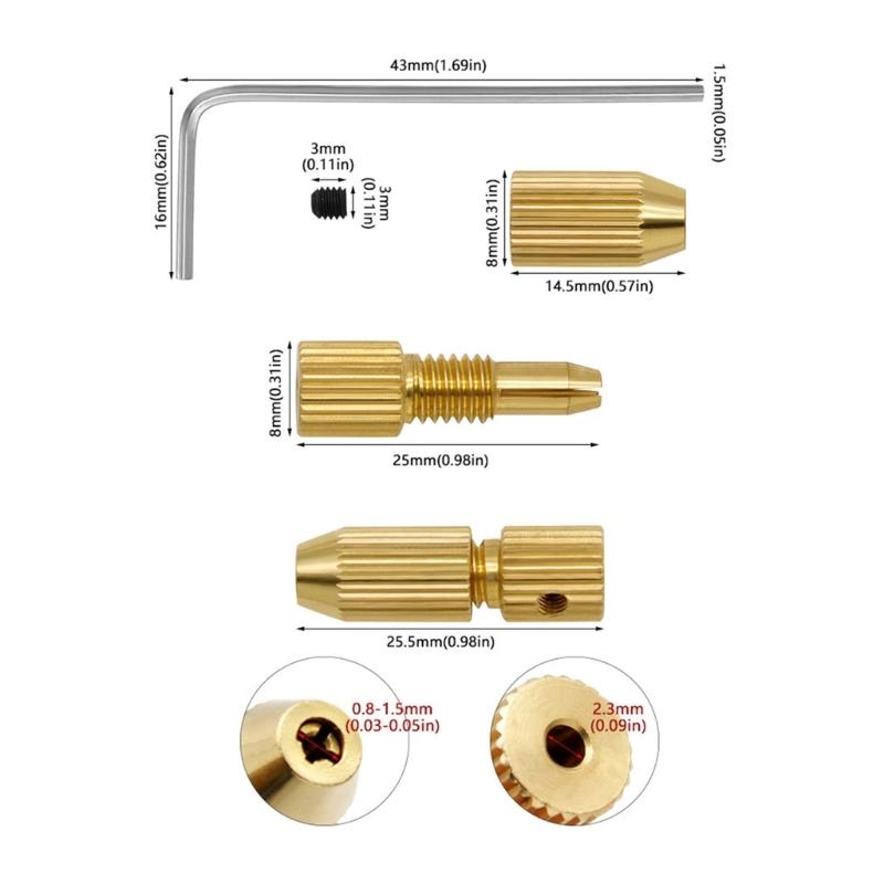 2.3mm Electric Motor Shafts Mini Chuck Fixture Clamps 0.8mm-1.5mm Small To Drill Bit Micro Chuck Fixing Device