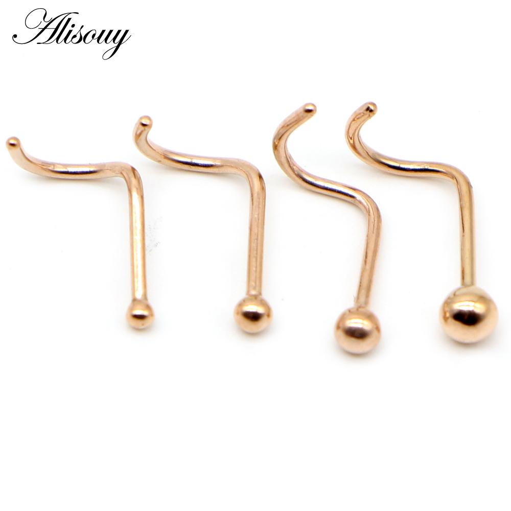 Alisouy 1PC Petit Anneau de Nez Boule Piercing Oreille Clous d'Oreille Boucles d'Oreilles 1.5mm 20G Acier Inoxydable Chirurgical Noir Or Couleur Bijoux de Corps