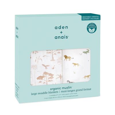 Aiden e Aney Conjunto de Swaddle Japonês Autêntico de 2 Gaze Bebê Prevenção Choro Noturno Recém-nascido Presente Bebê Sonhos de Safari Swaddles Orgânicos ASWO20008 120 x