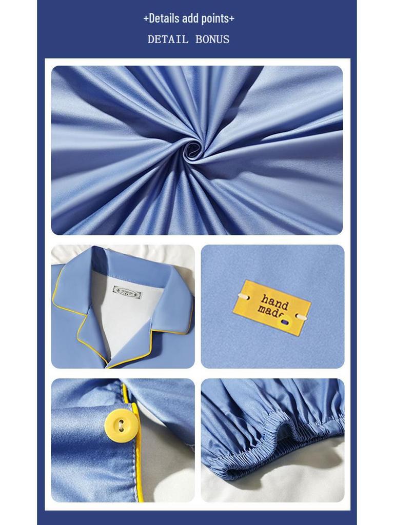 Herren Leichter Luxus Minimalistischer Pyjama - Frühling/Herbst, Langarm, Cardigan, Baumwollimitat, Lässig, Einfach, Lockere Passform, Große Größen Homewear.
