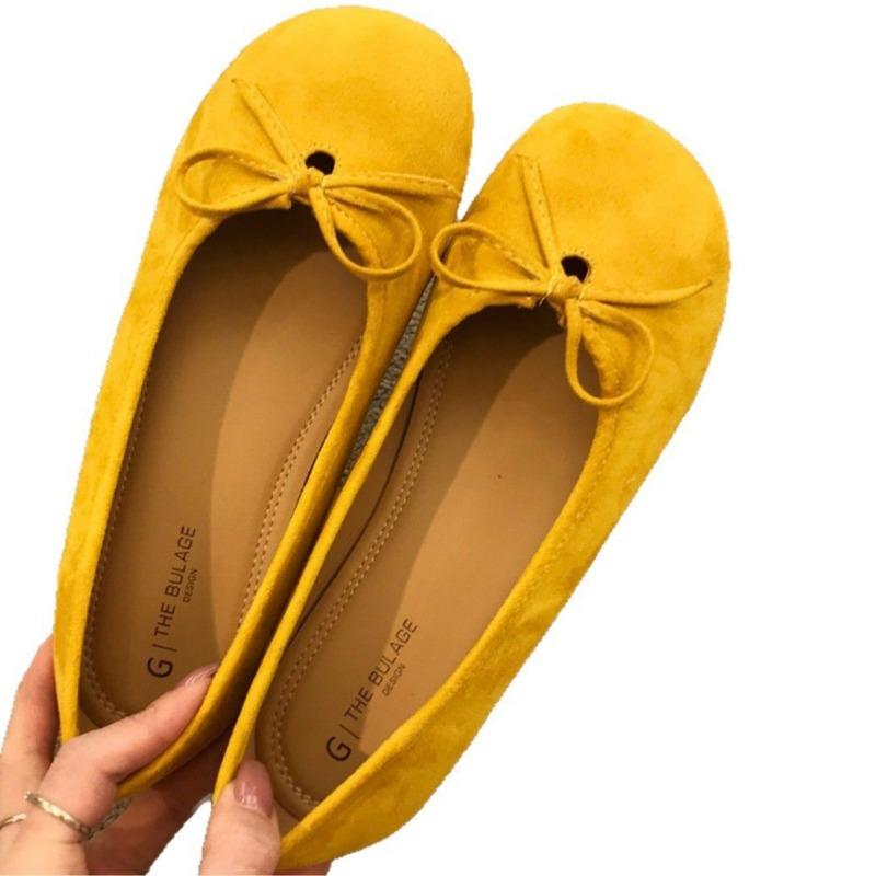 Single Shoes Women's New Flat Bottom Suede Round Head Shallow Mouth Versatile Lazy One-pedal Ballet