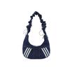 Fashion Denim Hobo Bag Ruched Strap Striped Design Zipper Closure Casual Shoulder Purse for Women