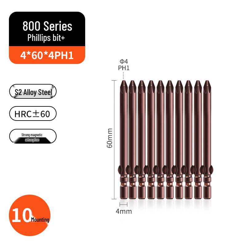 800-Character Electric Screwdriver Set, 4mm Diameter, Round Shank & Handle, Fine Head Bits PH0 PH1